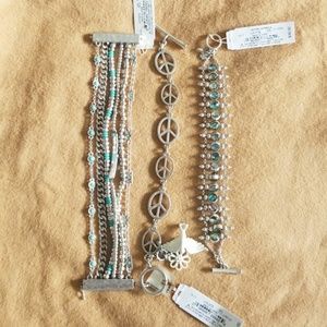 Lot of 3 NWT Lucky Brand Bracelets silver tone